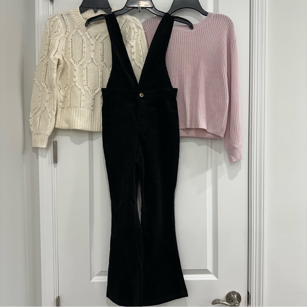 Girls Medium size 8/10 winter clothing lot sweaters and jumpsuit